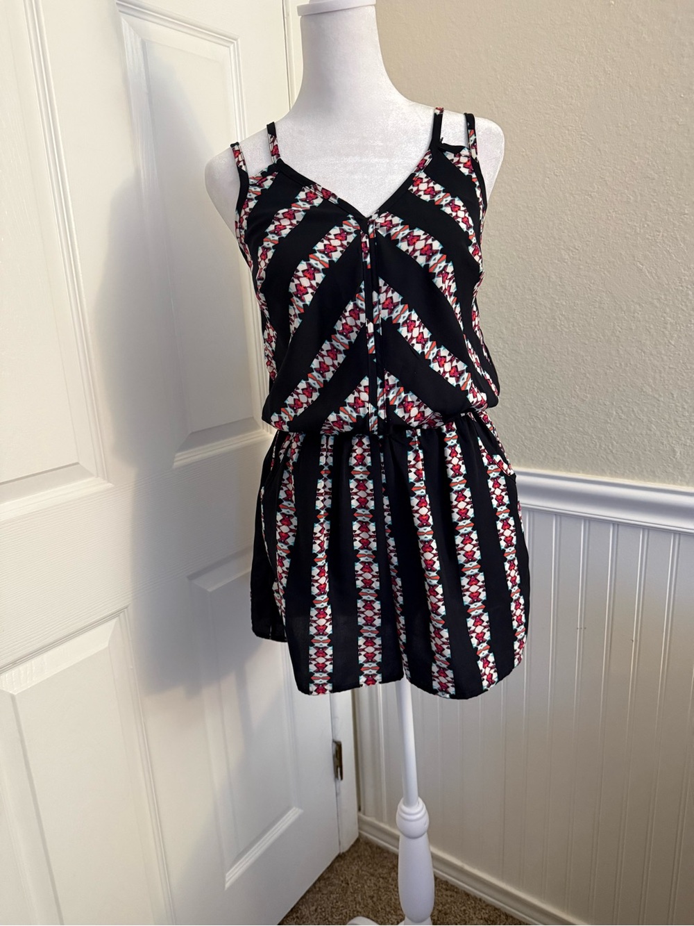 Xhilaration Black and Red Strappy Romper
